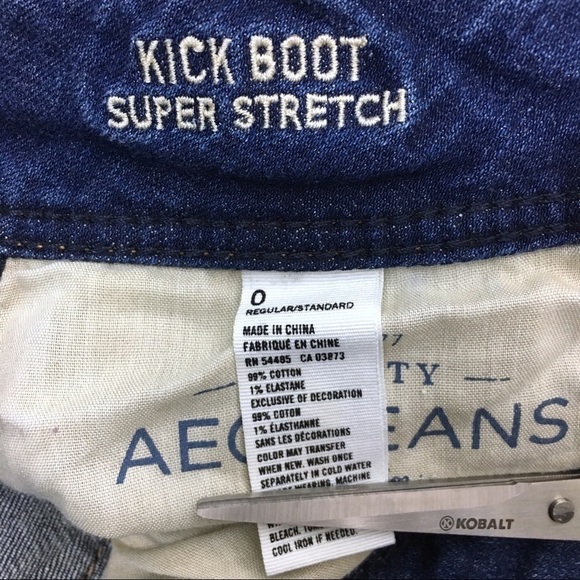 AMERICAN EAGLE OUTFITTERS Jeans Kick Boot Cut Super Stretch Denim Size 0 Regular - Picture 7 of 13